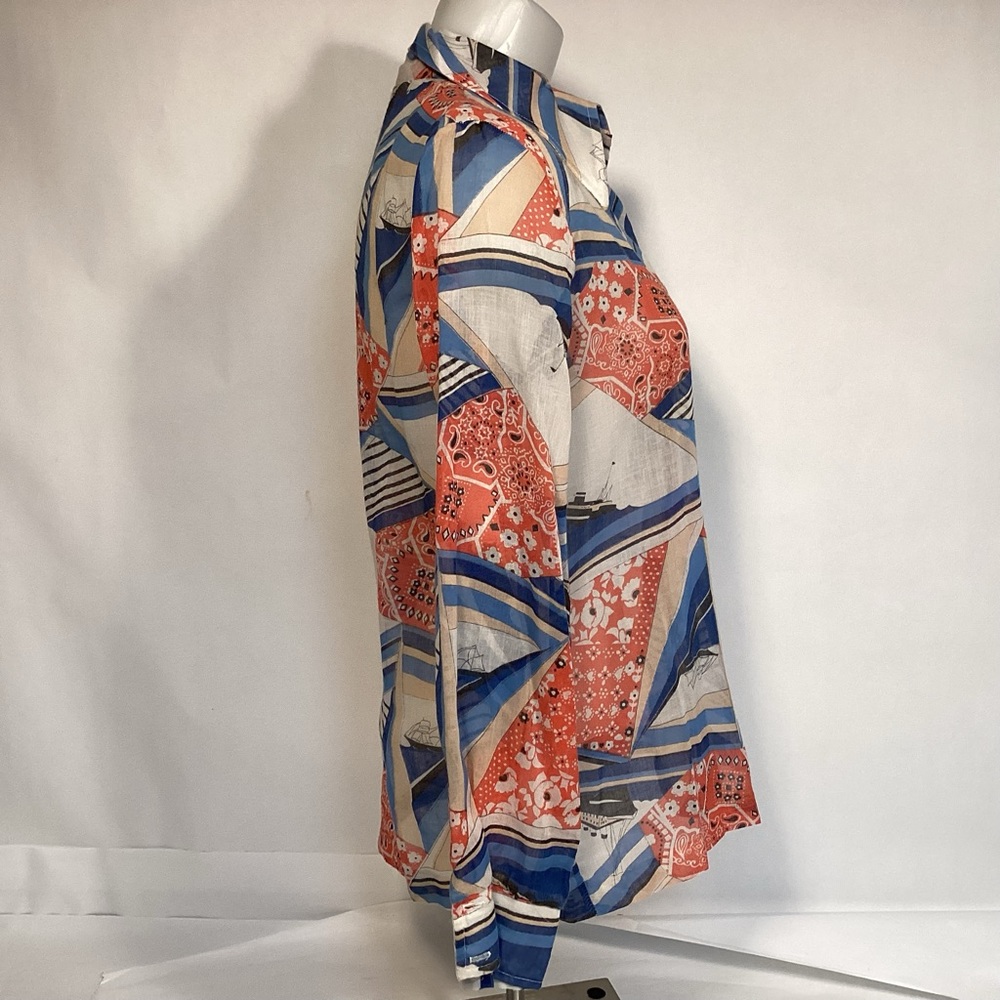Fire Islander vintage sheer blouse with nautical design Womens size 11/12. - Picture 3 of 11